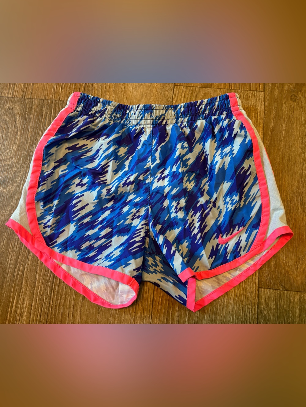 Nike girls Blue Running Shorts with Pink Trim